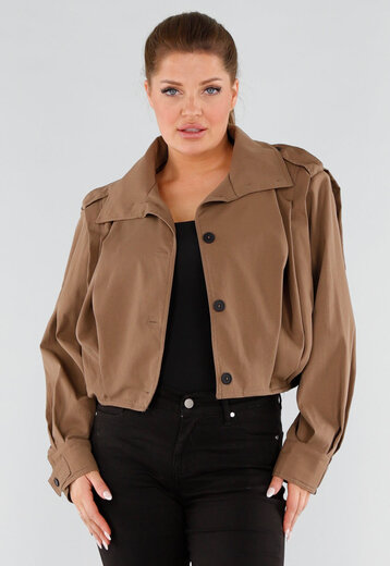 Bruine Cropped Trenchcoat