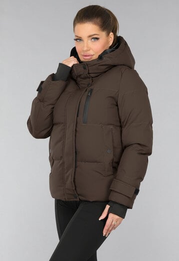Korte Bruine Winterjas met Capuchon