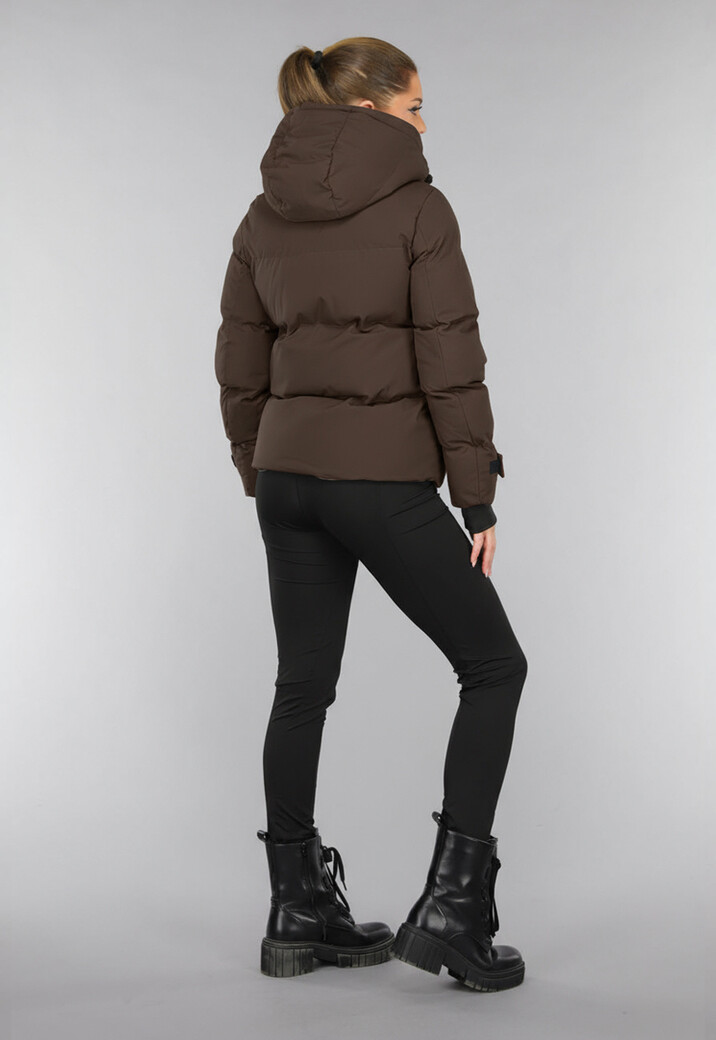 Korte Bruine Winterjas met Capuchon