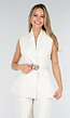 Witte Matchende Set met Mouwloze Top, Statement Riem en Wide Leg Broek