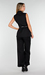 Zwarte Dames Matchende Set met Mouwloze Top, Statement Riem en Wide Leg Broek