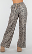 Leopard Print Broek met Rechte Pijp en Elastische Taille