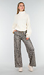 Leopard Print Broek met Rechte Pijp en Elastische Taille