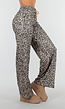 Leopard Print Broek met Rechte Pijp en Elastische Taille