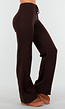 Bruine Gebreide Loungebroek met Trekkoord en Rechte Wijdvallende Pijpen