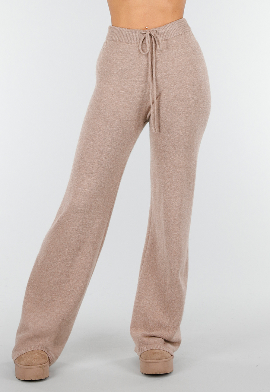 Gestreepte broek Rose, seersucker, wijde pijpen, elastische tailleband, lichtblauw | Ulla Popken