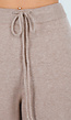 Beige Gebreide Loungebroek met Trekkoord en Rechte Wijdvallende Pijpen
