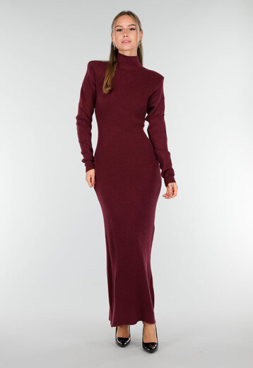 Bordeaux Lange Gebreide Jurk
