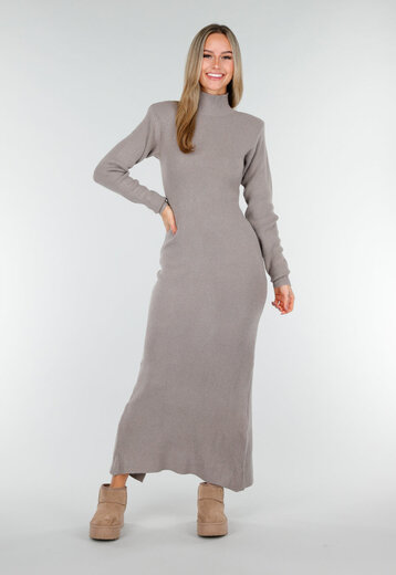 Taupe Lange Gebreide Jurk