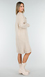 Beige Gebreide Jurk met Lange Mouwen en Recht Ribpatroon