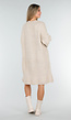 Beige Gebreide Jurk met Lange Mouwen en Recht Ribpatroon