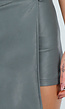 Donkergroene Lederlook Asymmetrische Skort met Schuine Overslag