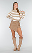 Beige Asymmetrische Skort met Schuine Overslag