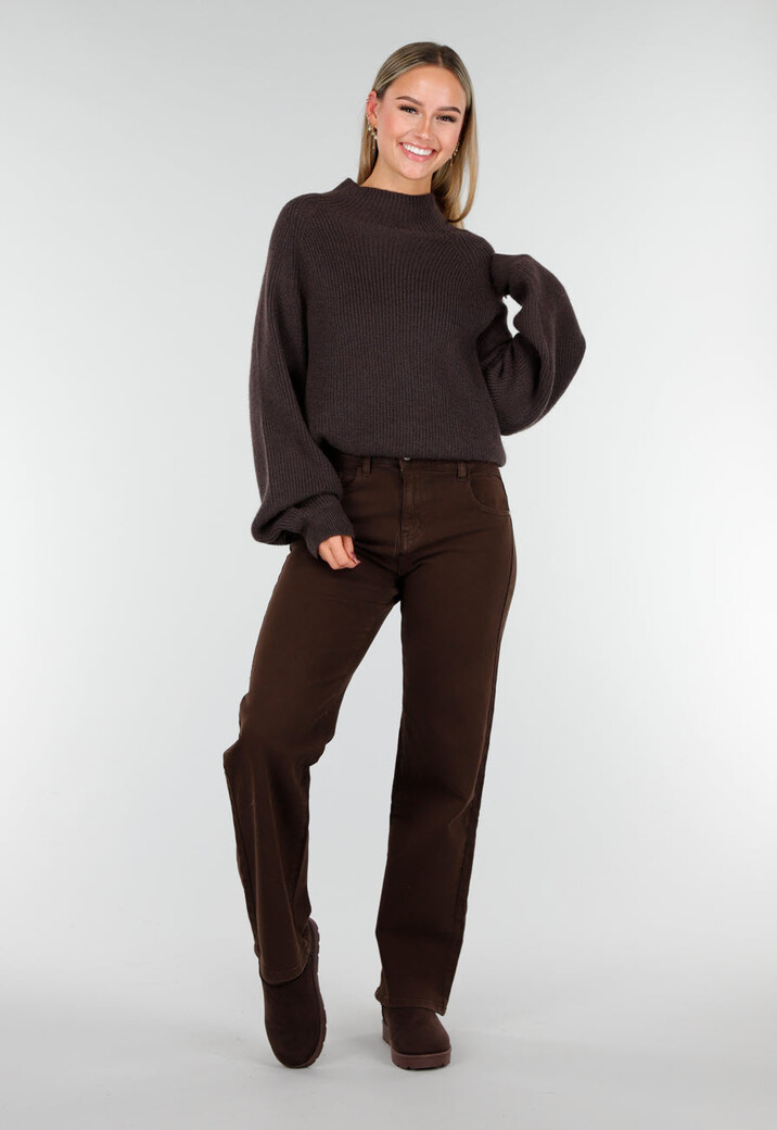 Bruine Instappers met Suede Look en Stevige Zool