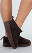 Bruine Instappers met Suede Look en Stevige Zool