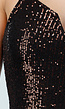 Bruine Sequin Bodysuit met Diepe V-Hals en Pailletten