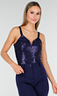 Donkerblauwe Glitter String Bodysuit
