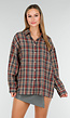 Oversized Geruite Blouse in Rood-Groen Tartan met Drukknoopsluiting