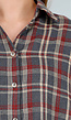 Oversized Geruite Blouse in Rood-Groen Tartan met Drukknoopsluiting