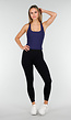 Navy Rib Sporttop met Push-Up Pads en Brede Schouderbanden