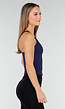 Navy Rib Sporttop met Push-Up Pads en Brede Schouderbanden