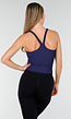 Navy Rib Sporttop met Push-Up Pads en Brede Schouderbanden