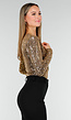 Gouden Pailletten Body met V-Hals, Lange Mouwen en Overlappende Voorzijde