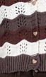 Bruin-Beige Gebreid Vest met Golvende Strepen en Hartvormige Knopen