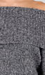 Grijze Off Shoulder Gebreide Trui met Brede Omgeslagen Halslijn en Lange Mouwen