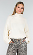 Crèmekleurige Gebreide Trui met Hoge Hals en Lange Mouwen