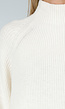 Crèmekleurige Gebreide Trui met Hoge Hals en Lange Mouwen