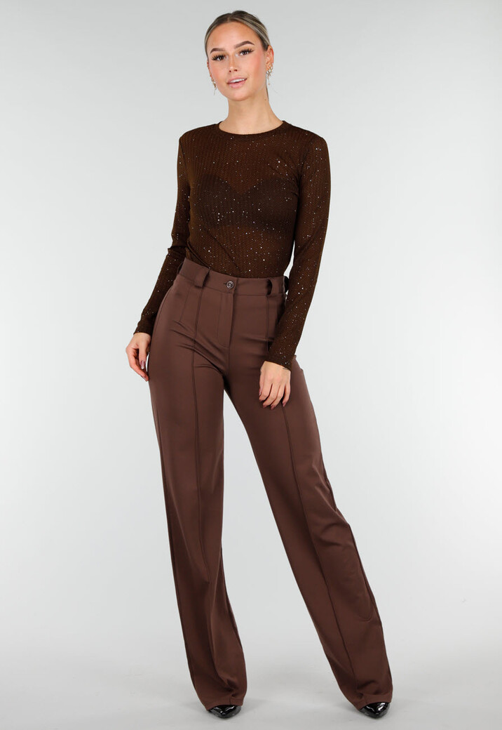 Tall Bruine Pantalon met Super Stretch