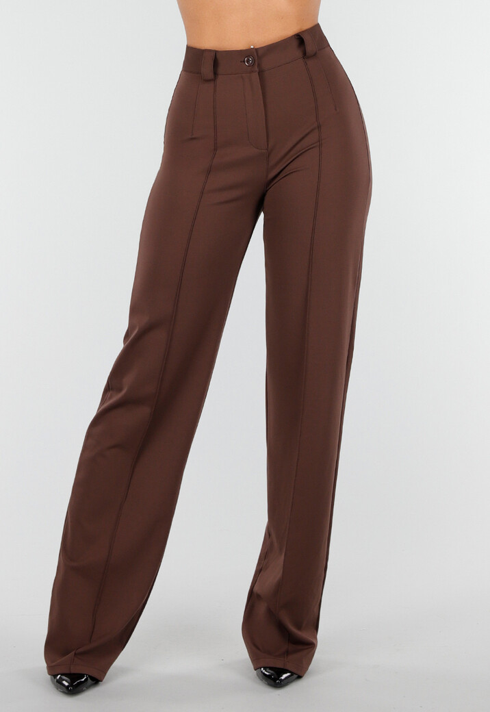 Tall Bruine Pantalon met Super Stretch