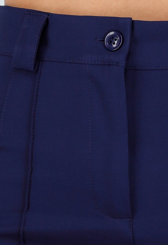 Super Stretch Straight Leg Navy Blauwe Pantalon