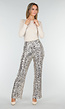 Zilveren Broek met All Over Pailletten en Rechte Pijpen