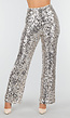 Zilveren Broek met All Over Pailletten en Rechte Pijpen