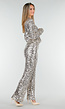 Zilveren Broek met All Over Pailletten en Rechte Pijpen