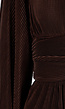 Bruine Plissé Jurk met Hoge Hals en Ruched Taille