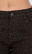Bruine Barrel Jeans met Subtiele Animalprint en Omgeslagen Zoom