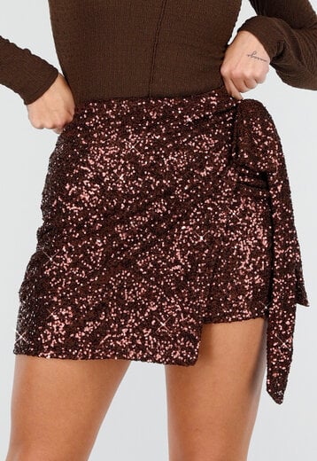 Bruine Pailletten Wikkelrok