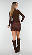 Bruine Wikkelrok met All Over Pailletten en Strikkoord