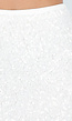 Witte Midi Rok met All Over Pailletten en Subtiele Uitlopende Zoom