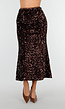 Bruine Midi Rok met All Over Pailletten en Subtiele Uitlopende Zoom