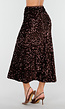 Bruine Midi Rok met All Over Pailletten en Subtiele Uitlopende Zoom