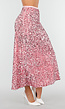 Roze Midi Rok met All Over Pailletten en Subtiele Uitlopende Zoom