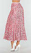 Roze Midi Rok met All Over Pailletten en Subtiele Uitlopende Zoom