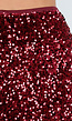 Rode Midi Rok met All Over Pailletten en Subtiele Uitlopende Zoom