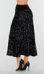 Zwarte Midi Rok met All Over Pailletten en Subtiele Uitlopende Zoom