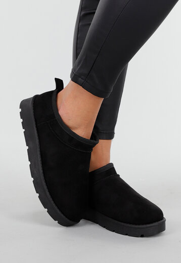 Zwarte Suede Look Instappers