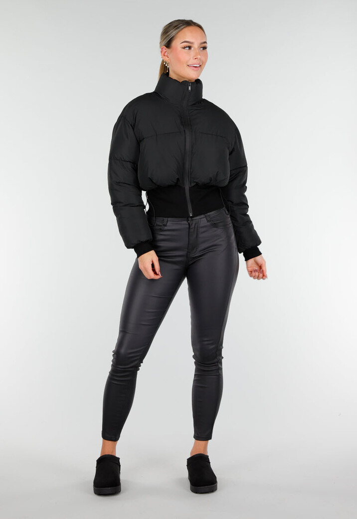 Zwarte Instappers met Suede Look en Verhoogde Profielzool